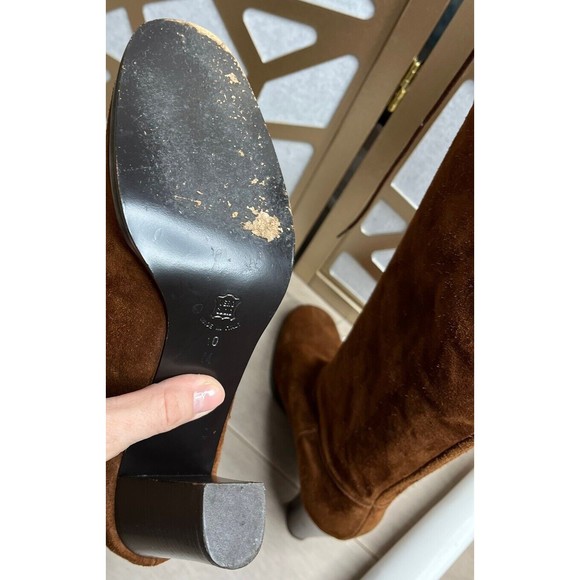 KORS MICHAEL KNEE HIGH HEEL BROWN SUEDE LEATHER Tall BOOTS ITALY sz 10 M - Picture 8 of 10